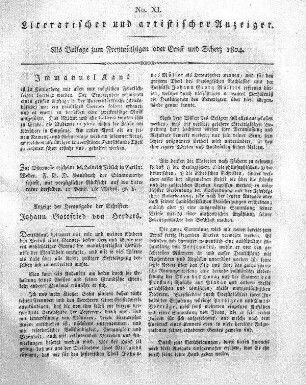 Literarischer und artistischer Anzeiger, No. XI.