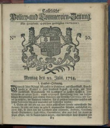 Nro. 30, Montag den 22. Julii 1754
