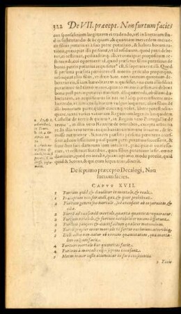De septimo praecepto Decalogi, Non furtum facies. Caput XVII.