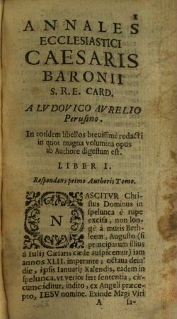 Annales Ecclesiastici Caesaris Baronii S. R. E. Card., 1