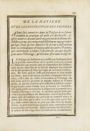 De la Matiere et de la Construction des Edifices