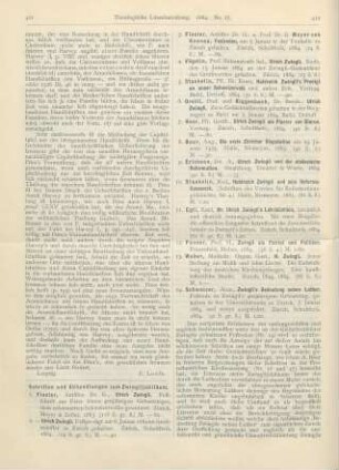 411-419 [Rezension] Huldreich Zwingli und sein Reformationswerk