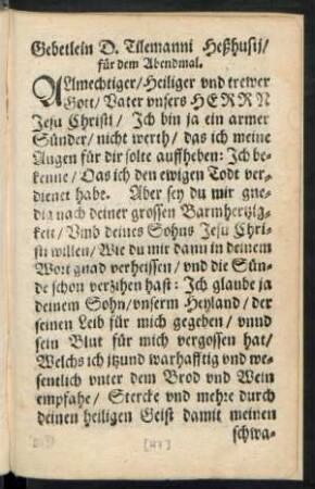 Gebetlein D. Tilemanni Heßhusii ...
