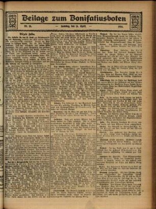 Zweite Ausgabe vom Sonntag, den 16. April 1916.