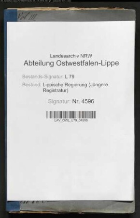 Stipendium der Familien Heistermann und Wippermann, Band 3