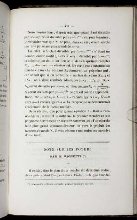 Note sur les foyers.