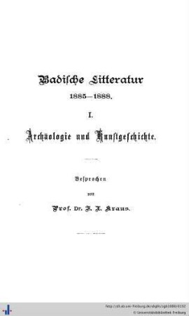 I. Archäologie und Kunstgeschichte.