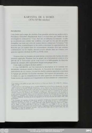 Karystia De L'Eubée (XVe-XVIIe siècles)