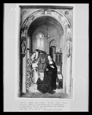 Triptychon mit Verkündigung, Heimsuchung, Geburt und Anbetung der Könige — Verkündigung