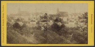 Bautzen. Stadtteilansicht Burgberg mit Petrikirche und Rathausturm. Blick nach Norden. Stereokarte (Albuminpapier auf Karton) mit Druckstempel "Stereograph. Instit. Hermann Krone, Dresden."