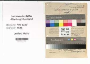 Entnazifizierung Heinz Lenfert , geb. 11.11.1909 (Schlosser)