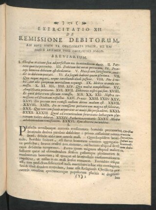Exercitatio XXI. De Remissione Debitorum