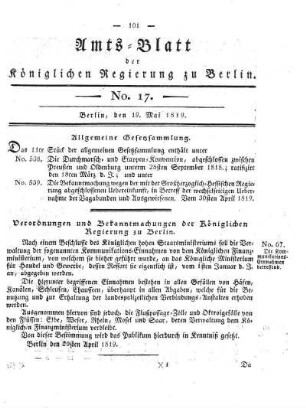No. 17, 19. Mai 1819
