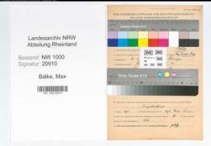 Entnazifizierung Max Balke, geb. 21.07.1896 (Fabrikationsleiter)