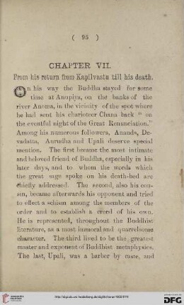 Chapter VII: From his return from Kapilvastu till his death