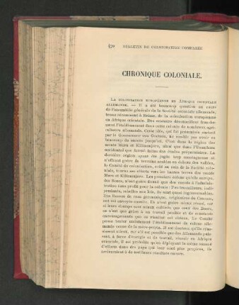 Chronique Coloniale.