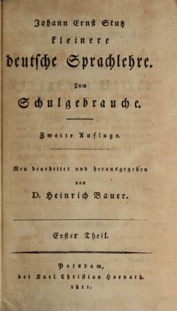 Lehrbuch der deutschen Sprache : besonders zum Gebrauch in Schulen, 1