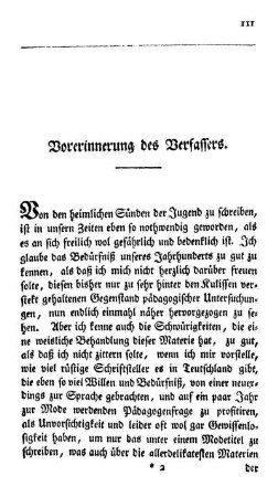 Vorerinnerung des Verfassers.