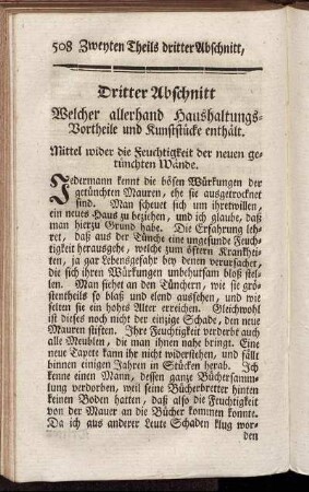 Dritter Abschnitt Welcher allerhand Haushaltungs-Vortheile und Kunststücke enthält.