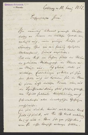 Brief an Jacob Grimm und Wilhelm Grimm : 10.06.1852