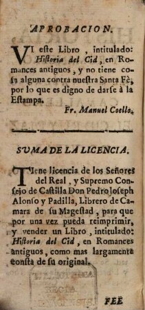 Historia y Romancero del Cavallero El Cid Ruy Diaz de Vibar en language antiquo