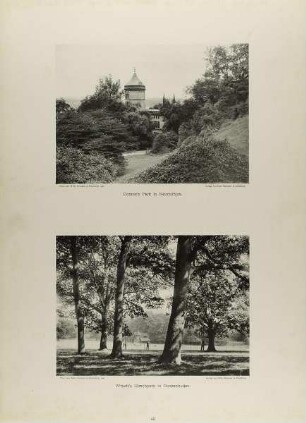 "Donner's Park in Neumühlen" und "Wriedt's Hirschpark in Dockenhuden" aus der Mappe "Neue malerische Bilder aus der Freien und Hansestadt Hamburg und ihrer Umgebung"