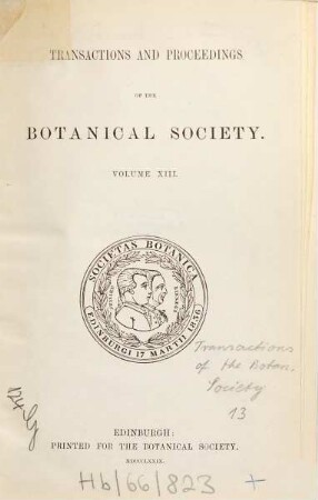 Transactions and proceedings of the Botanical Society of Edinburgh. 13. 1879
