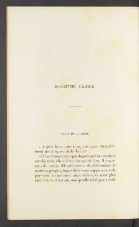 Douzieme cahier. Figure de la terre.