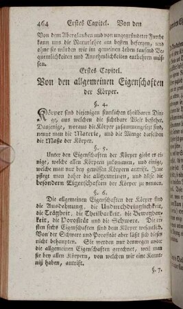 Erstes Capitel. Von den allgemeinen Eigenschaften der Körper.