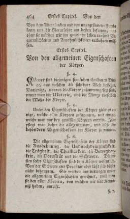 Erstes Capitel. Von den allgemeinen Eigenschaften der Körper.