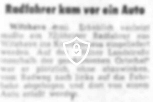 Radfahrer kam vor ein Auto