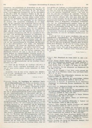 945-946 [Rezension] Feiereis, Konrad, Die Umprägung der natürlichen Theologie in Religionsphilosophie