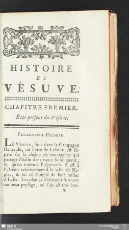 Chapitre Premier. Etat présent du Vésuve