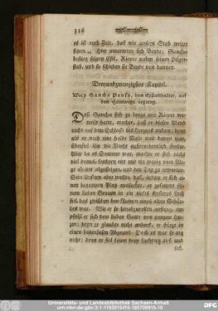 Dreyundzwanzigstes Kapitel. Wie's Sancho Pansa, dem Exstatthalter, auf dem Heimwege ergieng.