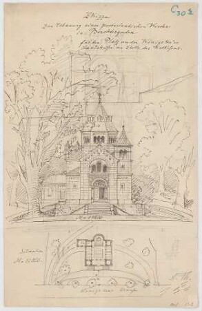Thiersch, August ; Berchtesgaden (Bayern); Ev. Pfarrkirche - Lageplan, Ansicht