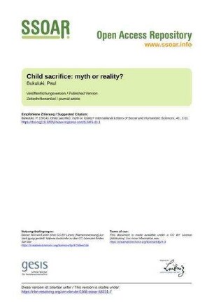 Child sacrifice: myth or reality?