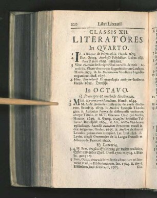 Classis XII. Literatores.