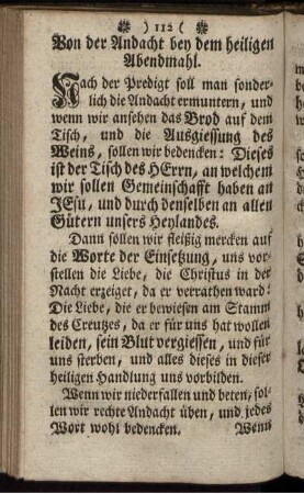 Von der Andacht bey dem heiligen Abendmahl