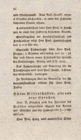 14-16, Schöne Wissenschaften, alte und neue Sprachen