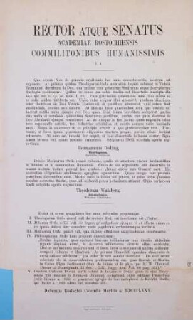 Rector et Senatus Universitatis Rostochiensis commilitonibus humanissimis s.. 1875
