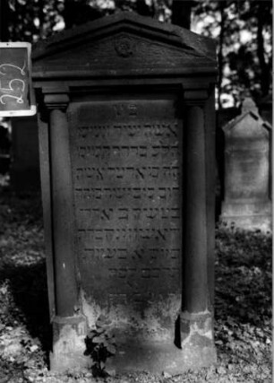 Grabstein 252 (Index: 100112108) Material: Sandstein Zustand: gut Maße HxBxT: 130x63x10 cm Beschreibung: ädikulaartige Stele mit Halbsäulen, Giebel mit Verdachung Symbolik: Blüte: Grabstein 252