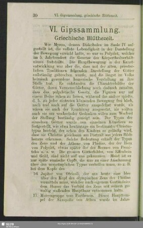 VI. Gipssammlung. Griechische Blüthezeit
