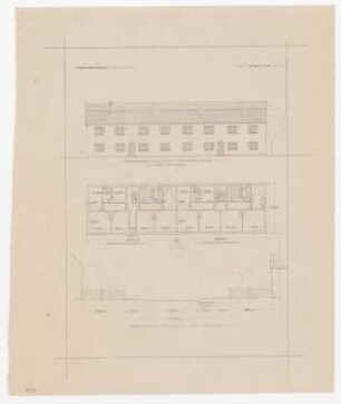 Eisenbahner-Siedlung: Grundriss und Ansichten M 1:100, M 1:200