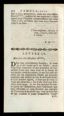 Lettre LV. Mon très cher Monsieur B***, ...