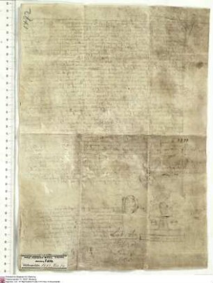 Peregrinus Spichershusen von Kassel, Kleriker der Diözese Mainz, Notar kaiserlicher Autorität, setzt ein Notariatsinstrument über eine vor dem Not...