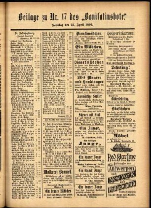Zweite Ausgabe vom Sonntag, den 25. April 1897.