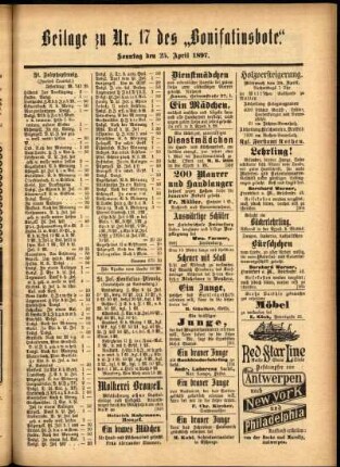 Zweite Ausgabe vom Sonntag, den 25. April 1897.