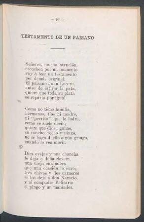 Testamento de un paisano