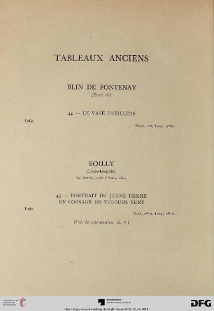 Tableaux anciens (Nr. 44-68) mit Planche V- XII