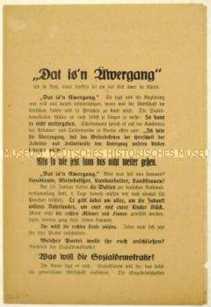 Aufruf der Deutschnationalen Volkspartei zur Wahl der Nationalversammlung 1919